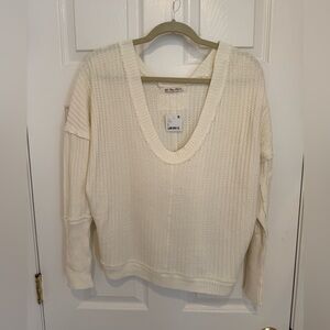 Free People Women's Cream V-Neck Sweater